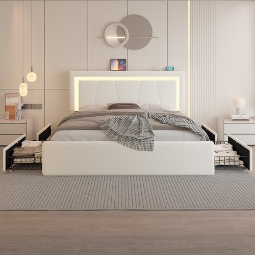Queen full bed frame with - queen/full,