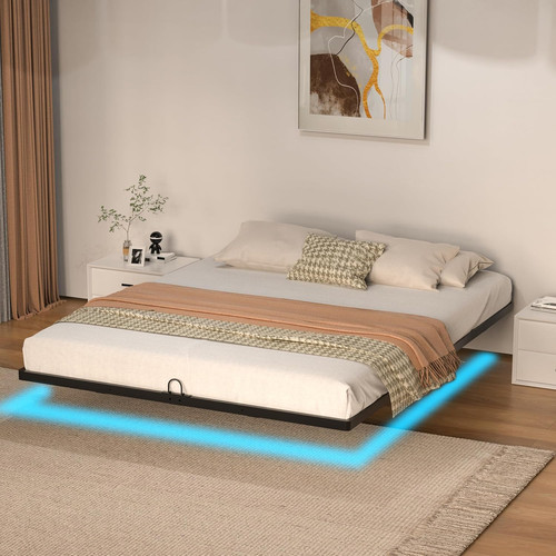 Floating bed frame with led - bed,