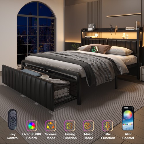 Full queen led bed frame - bed,
